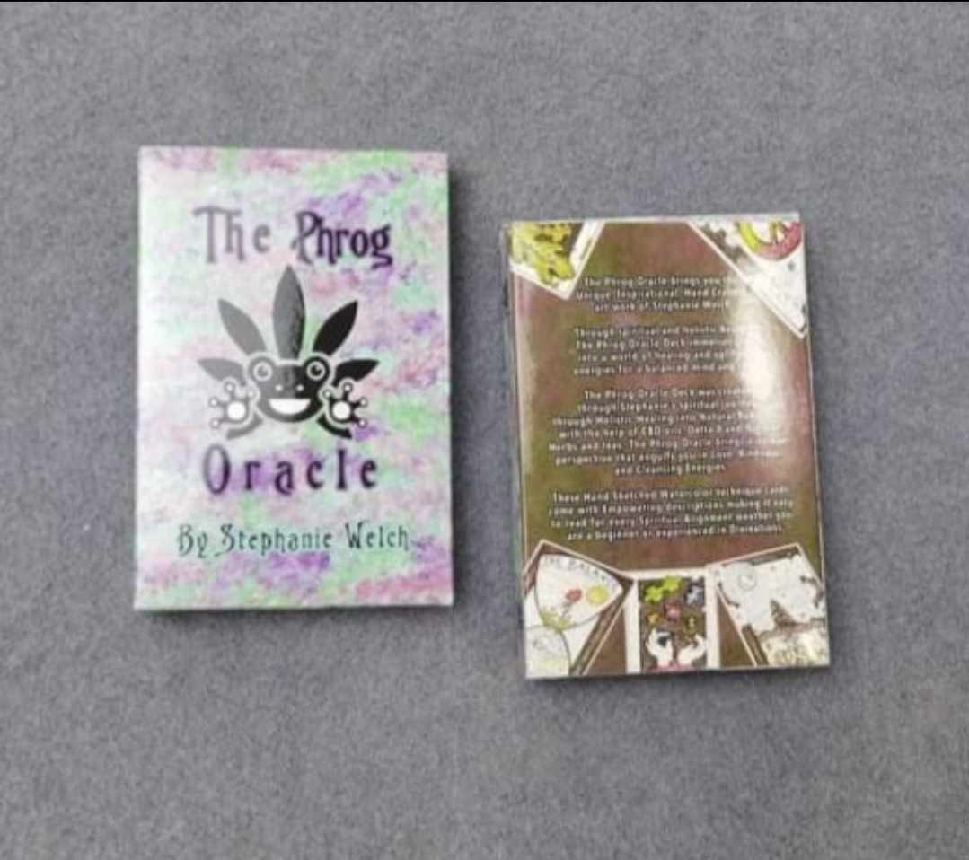 Cannabis Phrog Oracle Deck box front and back.