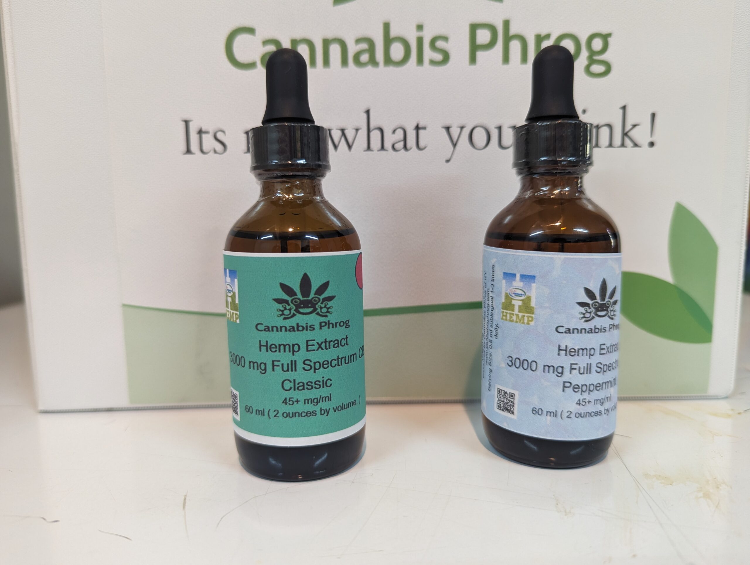 Two bottles of Cannabis Phrog Full Spectrum CBD Oil 3000mg 2oz
