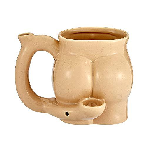 FashionCraft Novelty Butt Roast and Toast Ceramic Mug, butt mug with pipe